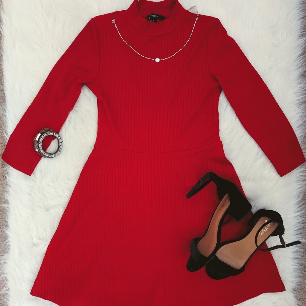 Red long sleeve dress